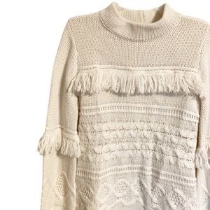 BB Dakota Fringe Chunky Cable Knit Turtleneck